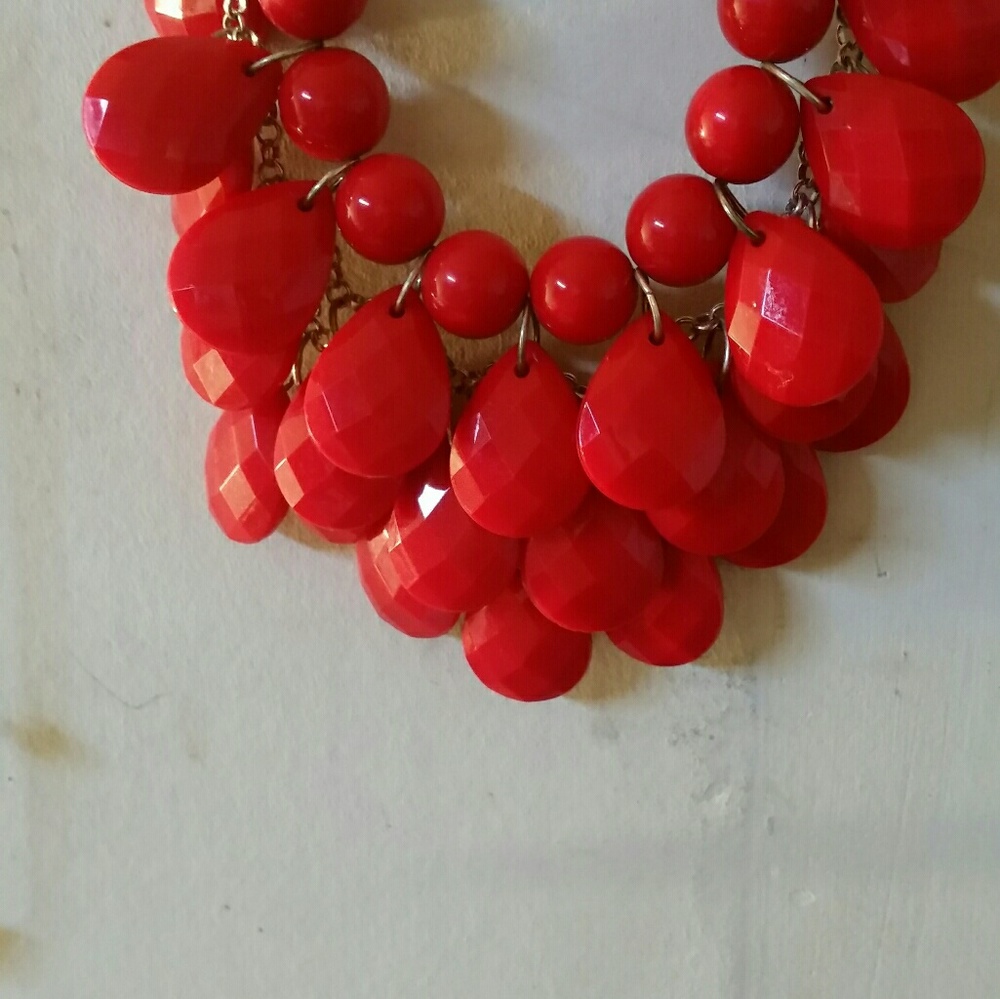Red bib necklace